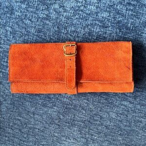 VTG Vintage 1960s-70s Suede Jewelry Roll Travel Organizer/Wallet/Clutch